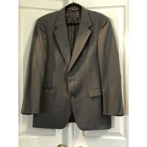 Stafford Executive Suit Jacket Mens 44 Long Gray 100% Wool Stripe 2 Button USA